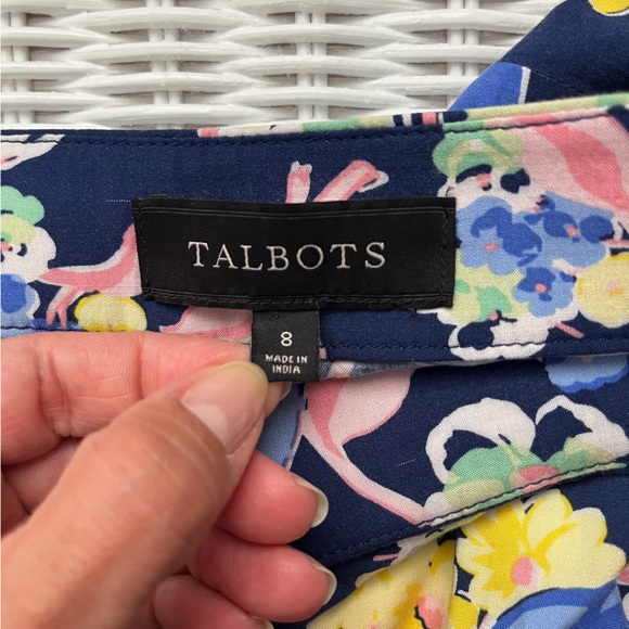 Talbots navy blue floral multicolored print midi skirt, Size 8 - Picture 8 of 8